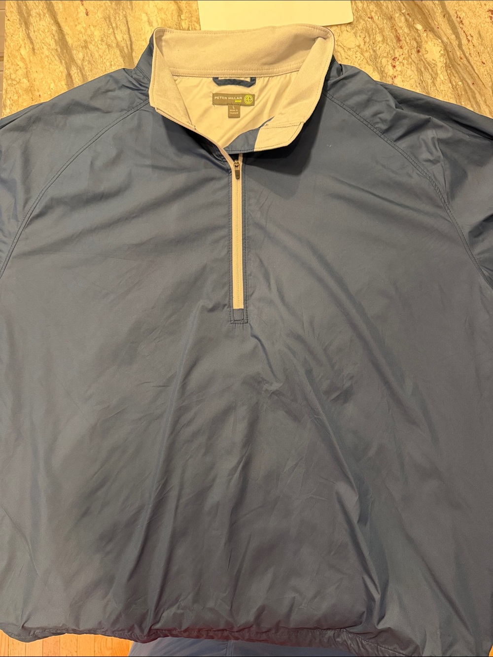 Peter Millar Blue Half-Zip Windbreaker with Cream Trim
